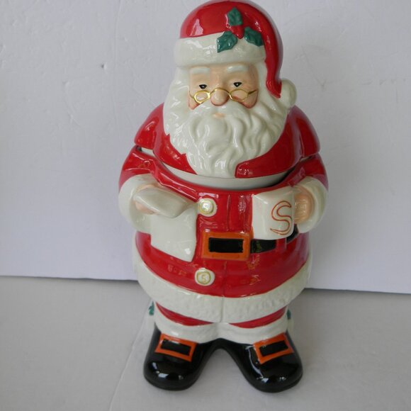 NEW 12" CERAMIC SANTA COOKIE JAR BY VALERIE PARR HILL